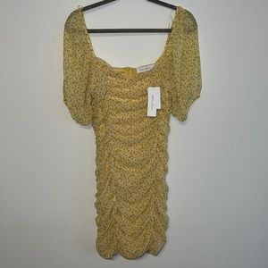 NWT Nordstrom Yellow Puff Sleeve Rouged dress